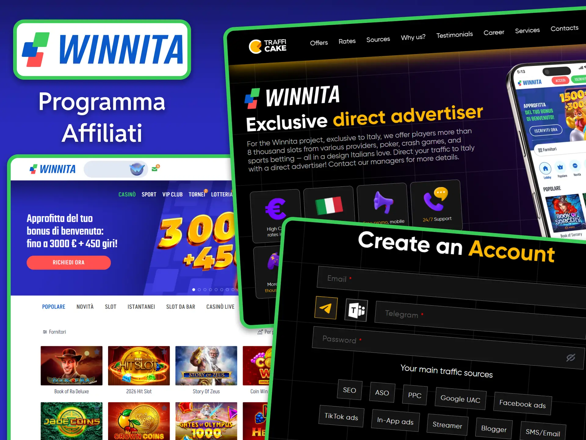 Collabora con un brand di successo nel settore iGaming e guadagna ottime commissioni iscrivendoti al Programma Affiliati Winnita.